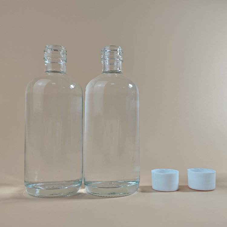 Empty Customized Flint Printed Mineral Drinks Beverage Water juice Glass bottle With Caps