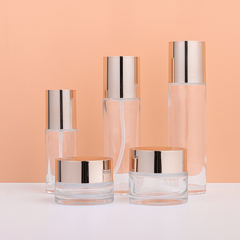 Luxury Empty Cosmetic Glass Bottle And Eye Cream Face Cream Jar Set Cosmetic Essence Liquid Lotion Skincare Packaging Containers