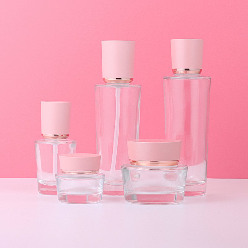 Luxury Empty Cosmetic Glass Bottle And Eye Cream Face Cream Jar Set Cosmetic Essence Liquid Lotion Skincare Packaging Containers