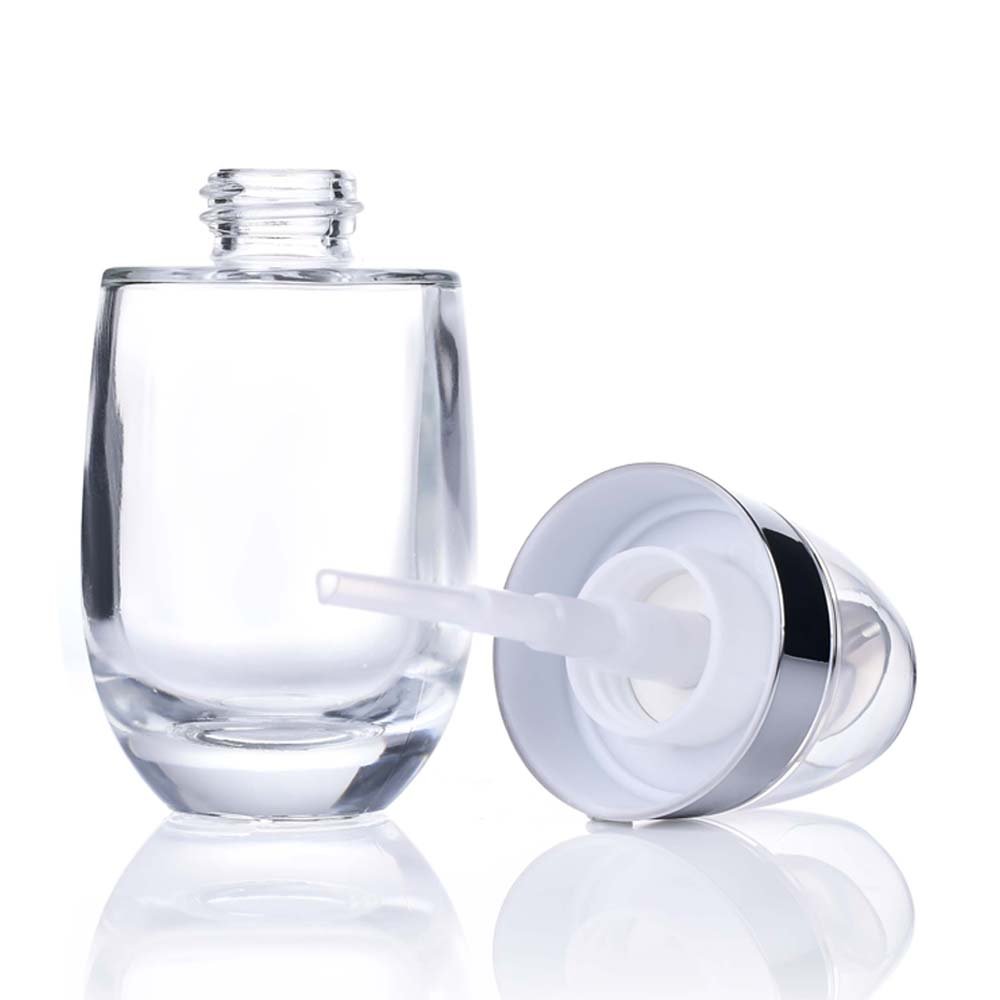 Customized Luxury cosmetic 30ml 50ml clear glass serum lotion bottle with pump lids