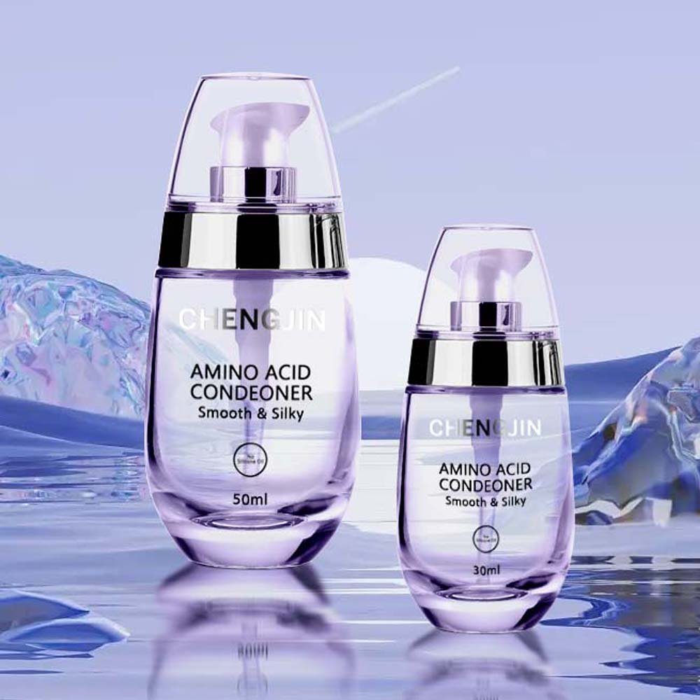 Customized Luxury cosmetic 30ml 50ml clear glass serum lotion bottle with pump lids