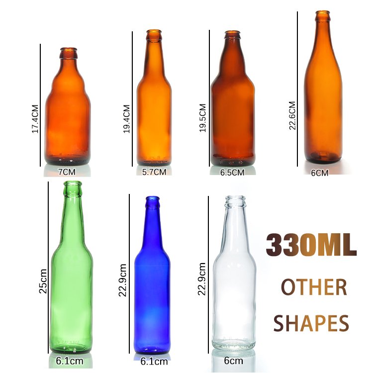 Hot Sell Custom 250ml 330ml 500ml 640ml Beer Glass Bottle Brown Amber Green Glass Beer Bottle
