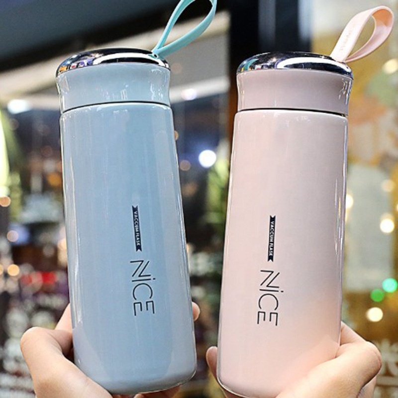 New Nice 400ML Glass Liner Creative Water Bottle Simple Department Store Student Bottle Advertising Gift Water Bottle