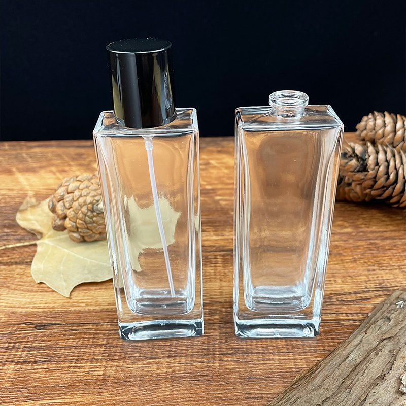 Bulk Wholesale 50ml Custom Logo Empty Clear Rectangle Glass Perfume Bottle