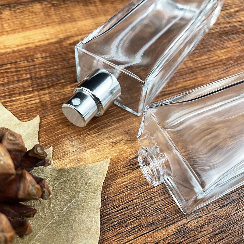 Bulk Wholesale 50ml Custom Logo Empty Clear Rectangle Glass Perfume Bottle