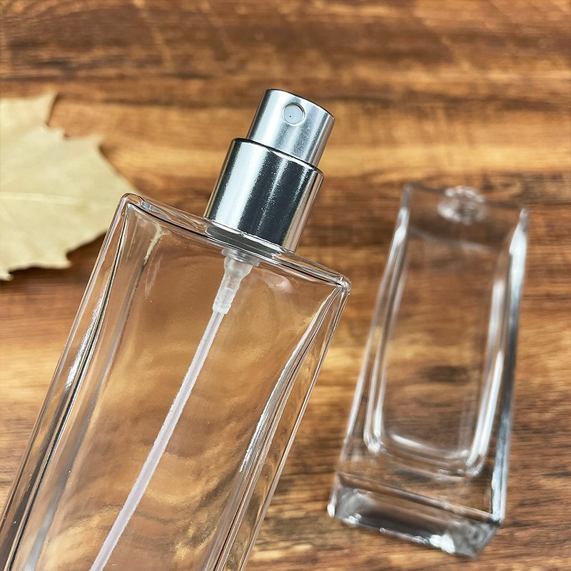 Bulk Wholesale 50ml Custom Logo Empty Clear Rectangle Glass Perfume Bottle