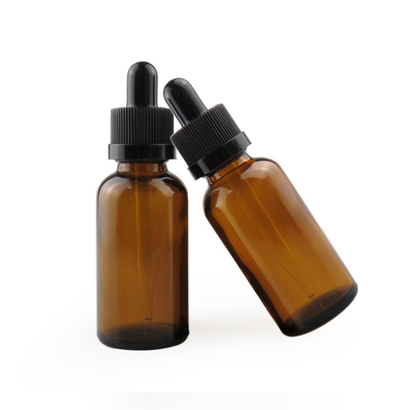 Low Price Transparent Amber 30ml 1oz Glass Dropper Bottle Eye Facial Essential Oil Packing Bottle With Child-proof Cap In Stock