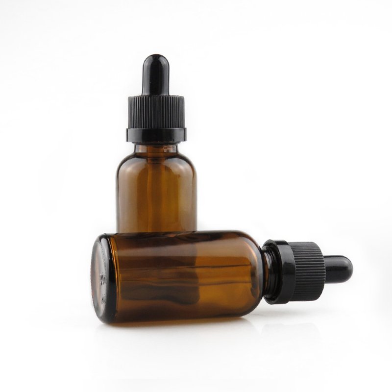 Low Price Transparent Amber 30ml 1oz Glass Dropper Bottle Eye Facial Essential Oil Packing Bottle With Child-proof Cap In Stock