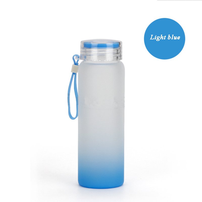 Glass Cup Customizable Heat Transfer Gradient Color Frosted Carafe Sublimation Water Bottle double wall coffee tea with lid