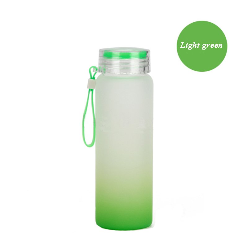 Glass Cup Customizable Heat Transfer Gradient Color Frosted Carafe Sublimation Water Bottle double wall coffee tea with lid