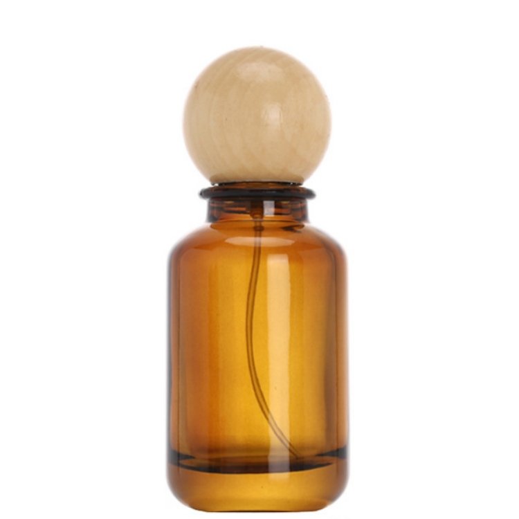 Luxury 30ml 50ml 100ml amber round empty glass bottle perfumes bottle with packaging