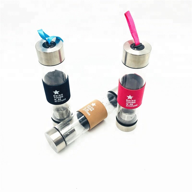 Glass Water Bottle / new design glass bottles with tea strainer
