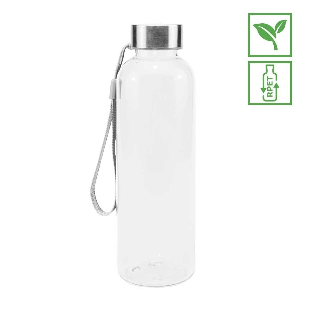 Wholesale Packaging Rpet Bottle 550ml With Ss Lid And Side String Handle Transparent Color Beverage Bottle