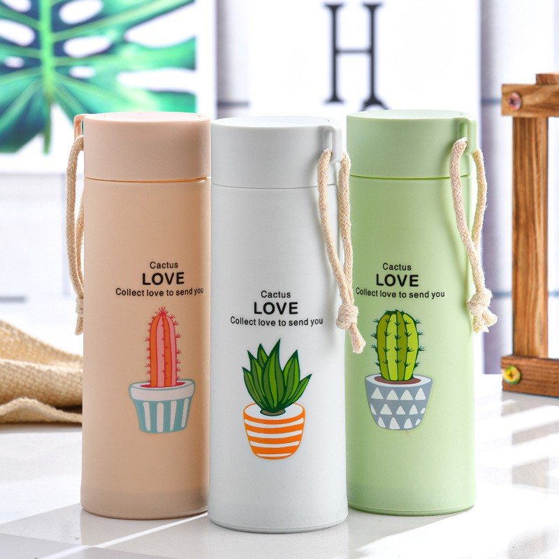 Creative Multi Colors Fleshy Glass Water Cup Portable Double Layer Succulent Glass Bottle Custom Logo