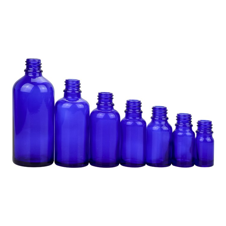 Luxury Skin Serum Blue Glass Dropper Bottle 15ml 30ml 50ml 100ml Essential Oil Blue Glass Bottle with aluminum Dropper