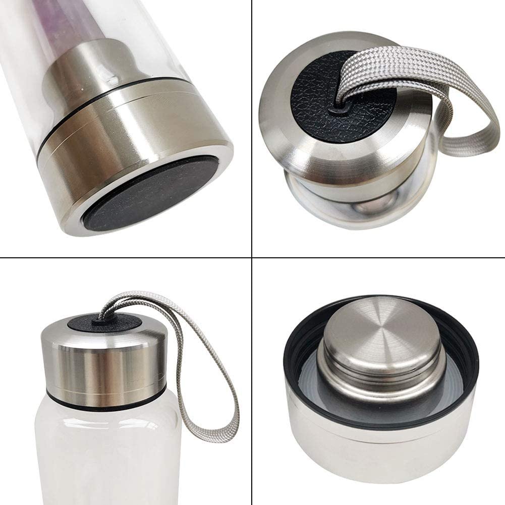 new style Natural Crystal Glass Water sport Bottles Colorful Crystal Infused Glass bottle