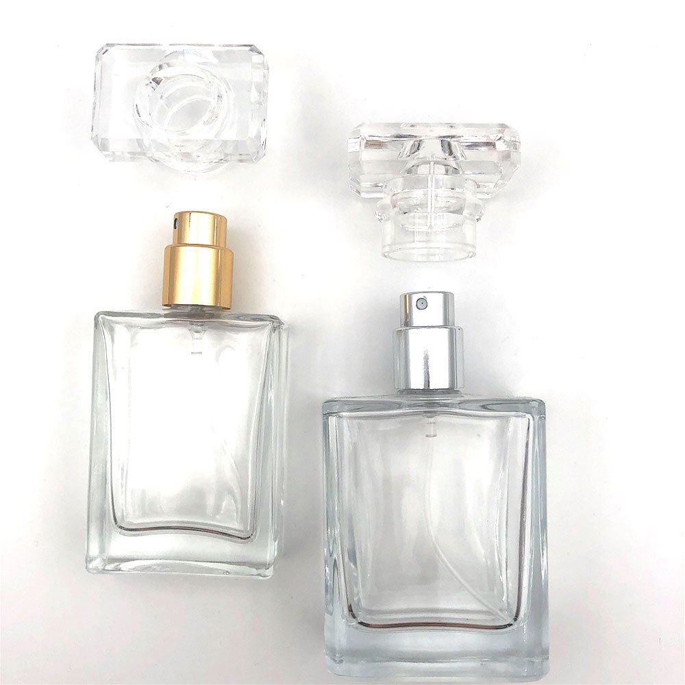 Wholesale 30ml 50ml 100ml Empty Luxury Flat Square Spray Fragrance Parfum Bottle Black Refillable Perfume Glass Bottle