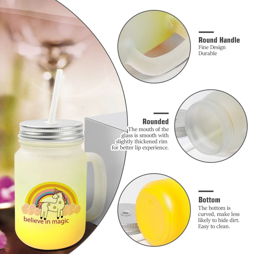 Blank cute sublimation gradient glass mugs water bottle coffee tea cup 15oz mason jar with handle lid and straw