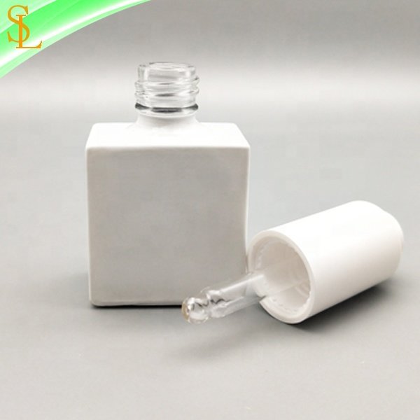 Fancy matte white glass dropper bottle 10ml with matte white press pump dropper cap for eye serum and lash adhesive