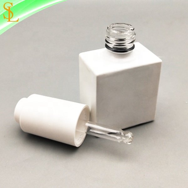 Fancy matte white glass dropper bottle 10ml with matte white press pump dropper cap for eye serum and lash adhesive