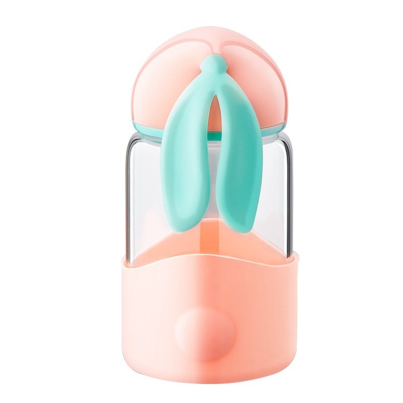 Creative Rabbit ears water cup gift cup customized logo wholesale children warm rabbit shape glass water bottles