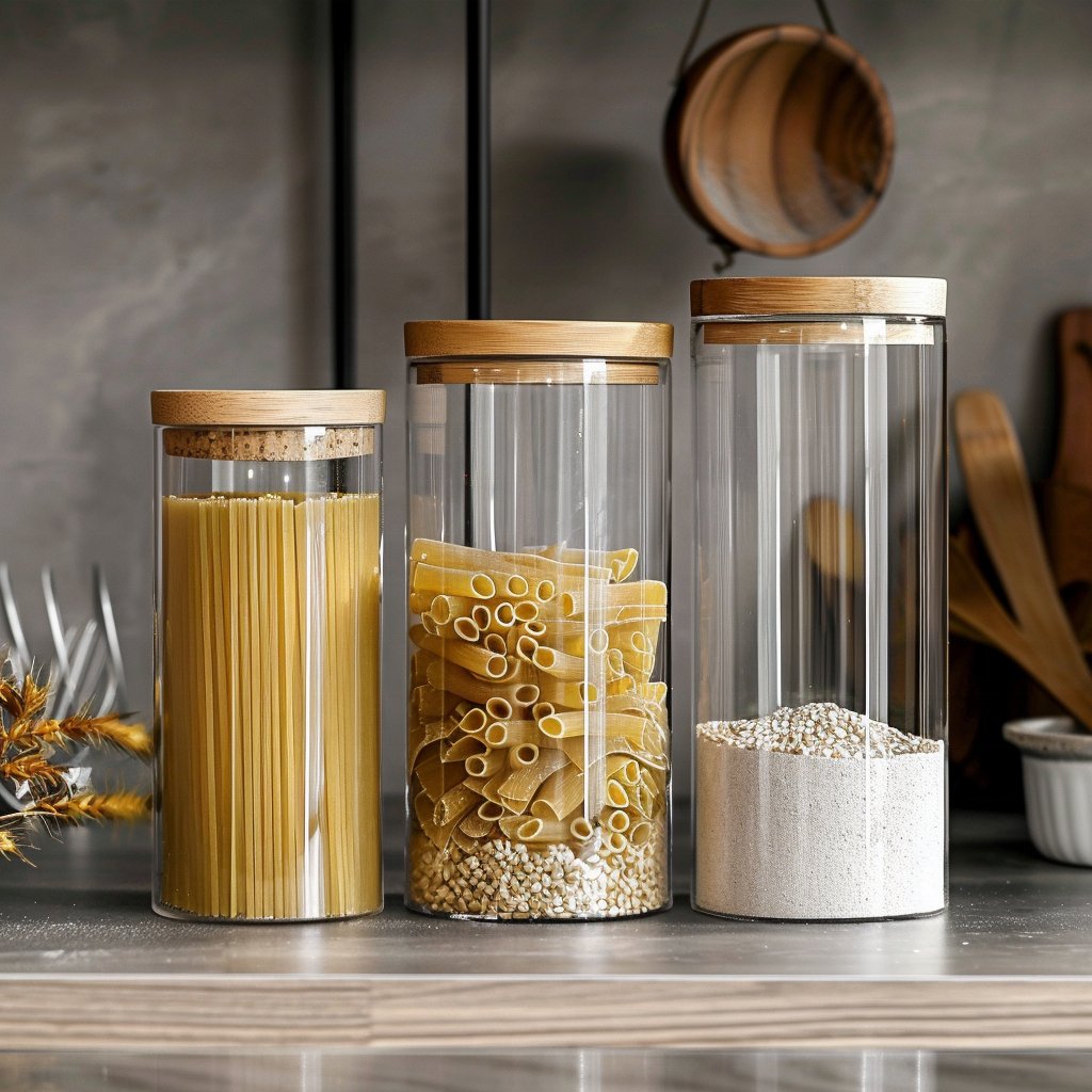 High Borosilicate Canister Spice Kitchen Food Glass Storage Jars With Bamboo Lid