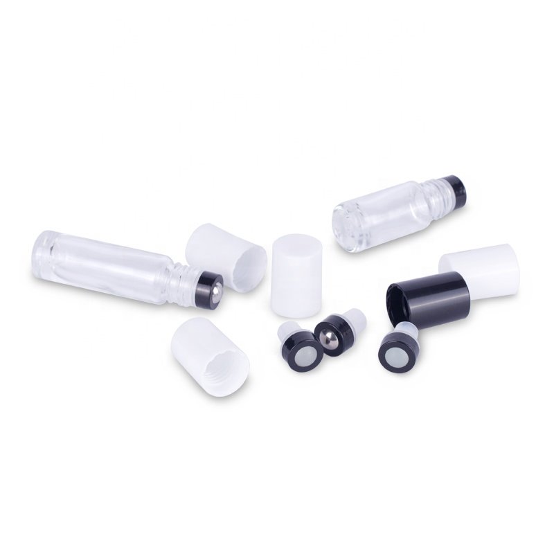 5ml 10ml Amber Blue Clear Skin Care Glass Roll on Bottle 10m Perfume Attar Essential Oil Bottle with Roller Ball Cap