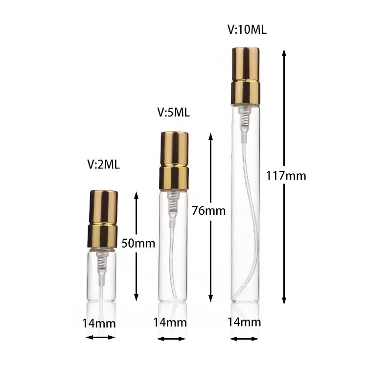 Wholesale Portable 2ml 3ml 5ml 10ml Refill Perfume Spray Mini Parfum Sample Test Glass Bottle With Custom Paper Card Box