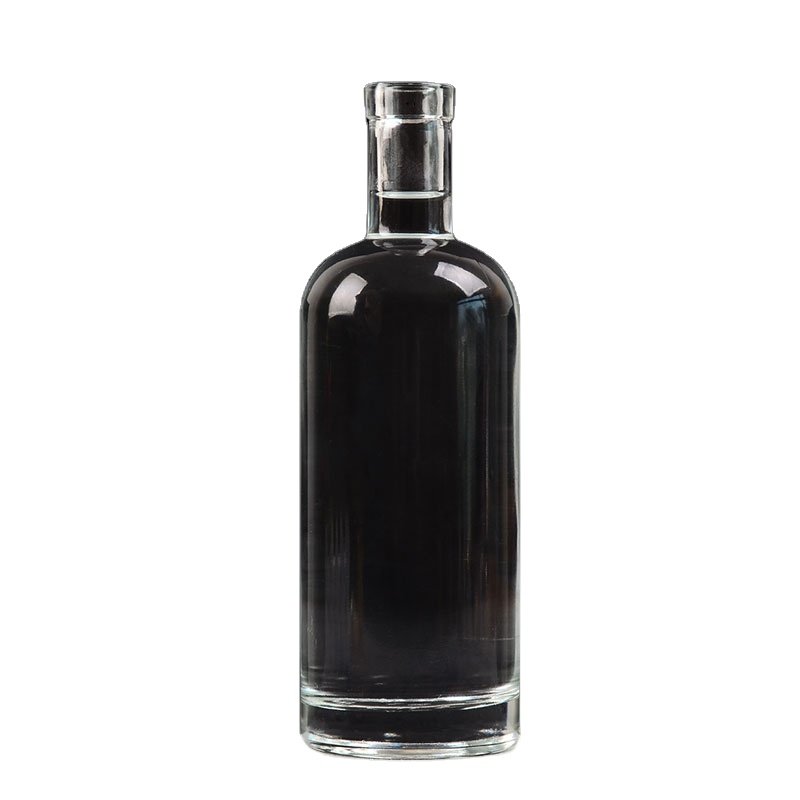 Hot Sale 750ml 1l Matte Black Vodka Gin Rum Brandy Whisky Glass Bottle