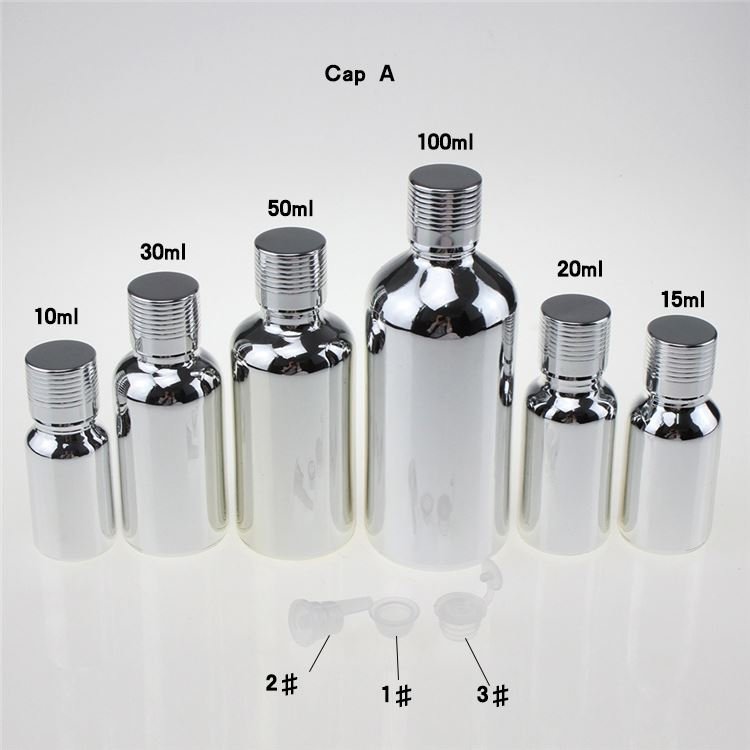 100ml High temperature silver plated essential oil glass bottle, wholesale Chrome glass packaging for hair and face oil care