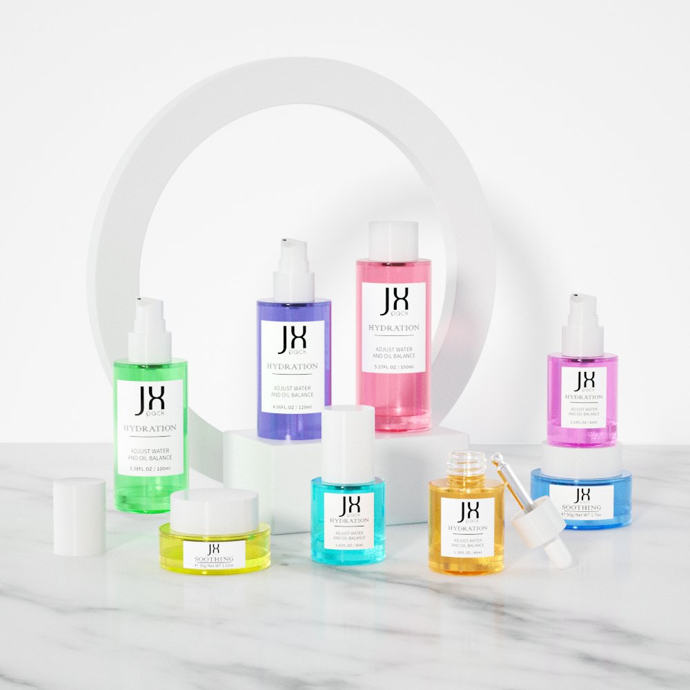 Wholesale 30ml 40ml 50ml 100ml 120ml 150ml cosmetic packaging set empty round custom skincare glass bottle with pump