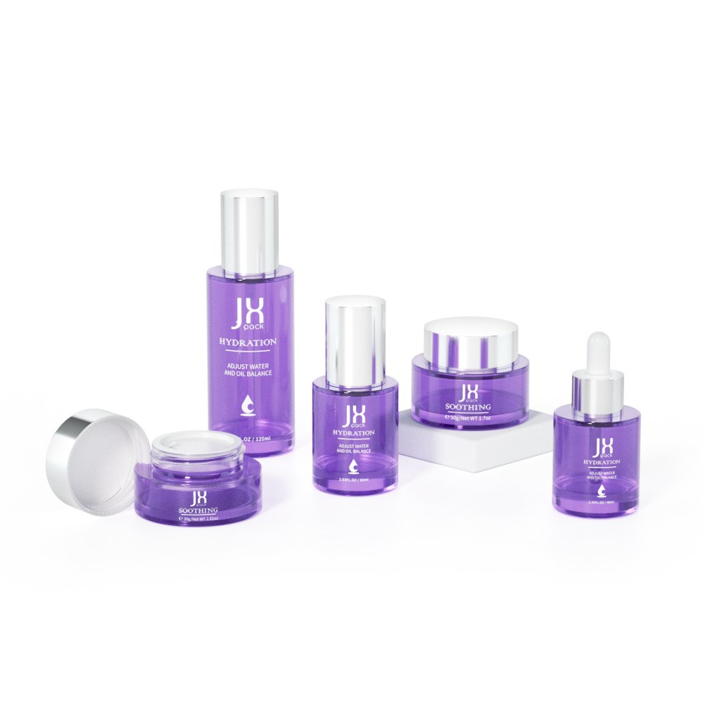 Wholesale 30ml 40ml 50ml 100ml 120ml 150ml cosmetic packaging set empty round custom skincare glass bottle with pump