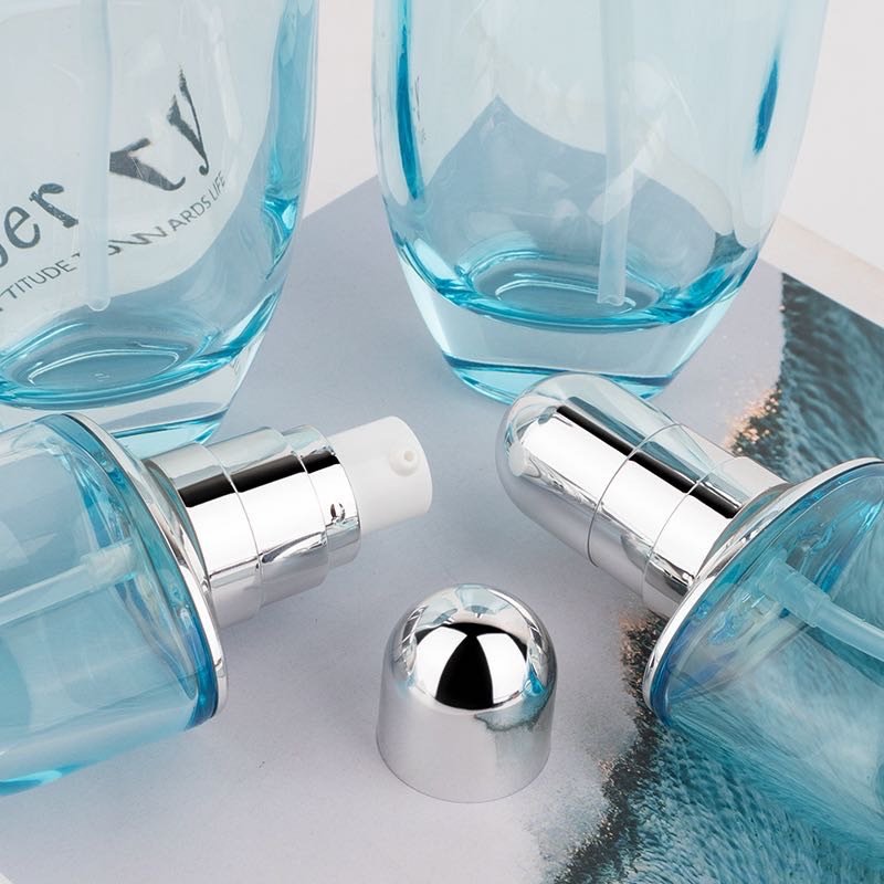 blue skincarer packaged perfume packaging glass bottle 30ml 50ml 100ml 30g customized cosmetics bottle transparent glass bottle