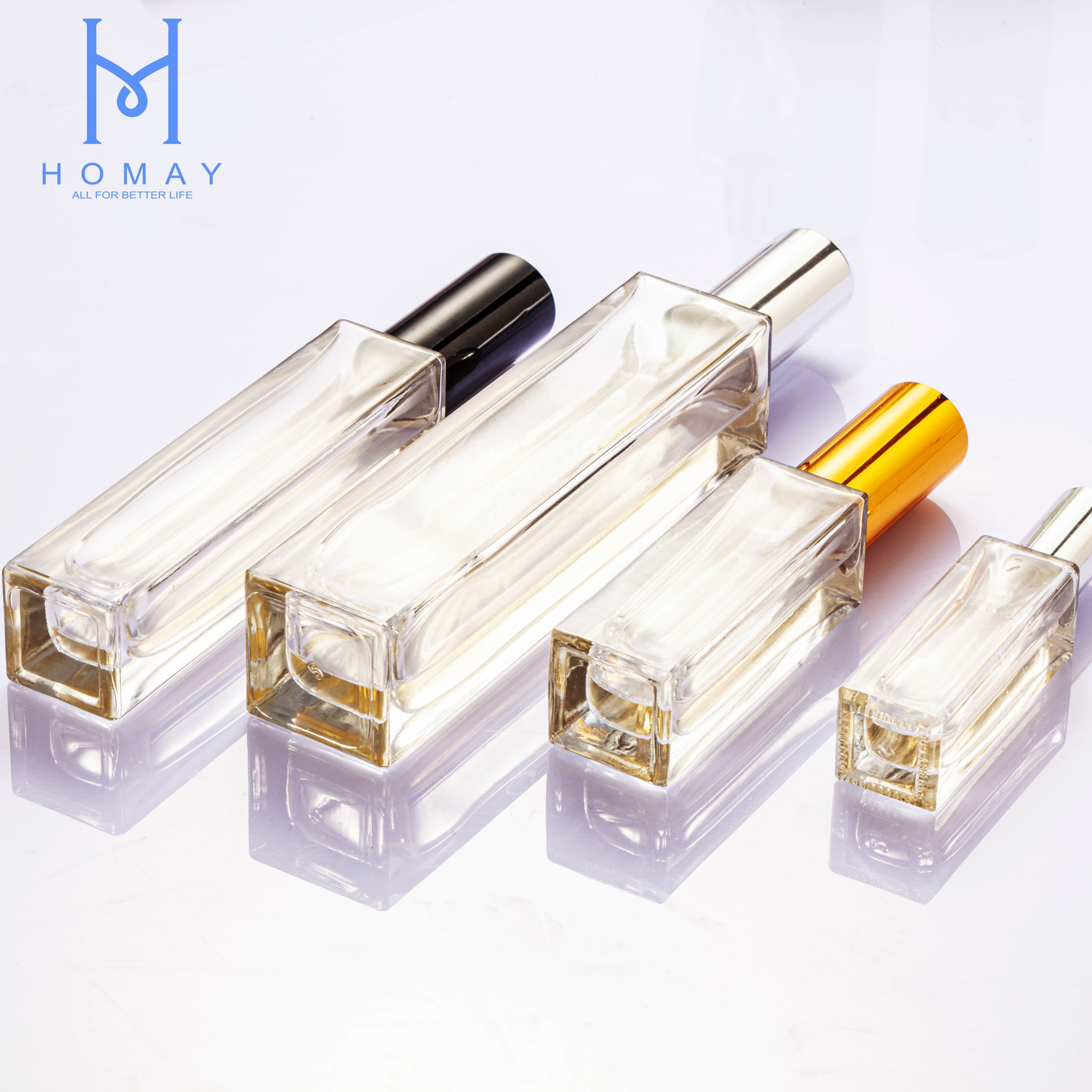 Hot selling 30ml 50ml 100ml clear frosted spray luxury empty glass perfume bottle with box
