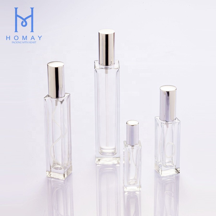 Hot selling 30ml 50ml 100ml clear frosted spray luxury empty glass perfume bottle with box