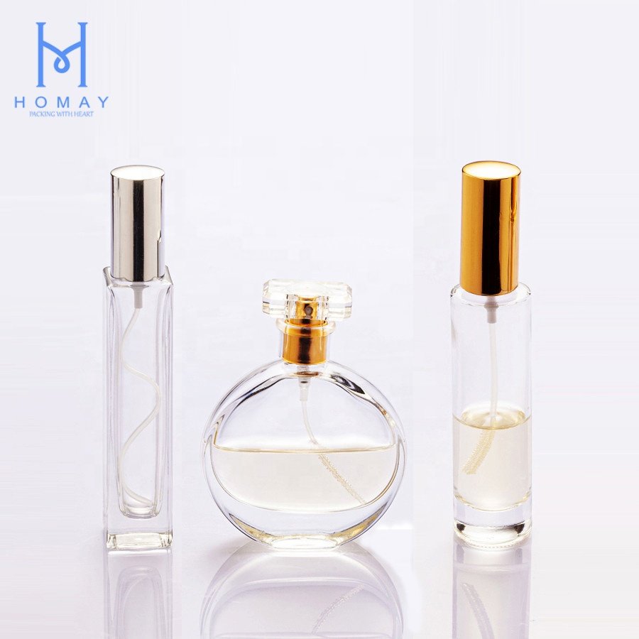 Hot selling 30ml 50ml 100ml clear frosted spray luxury empty glass perfume bottle with box