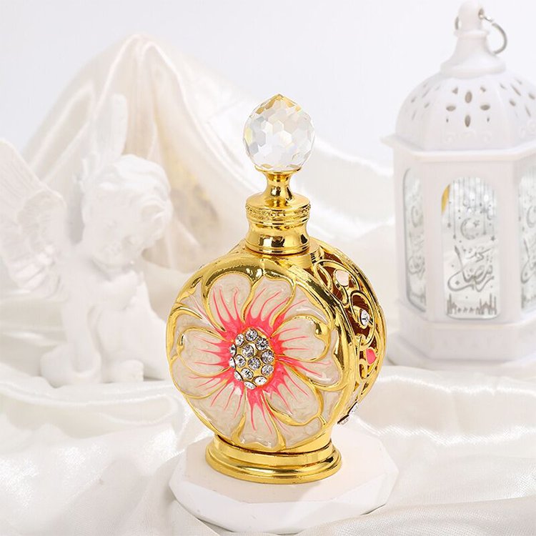 Arabic Dubai perfume bottle for 12 ml perfume oil bottle with gold glass perfume bottle