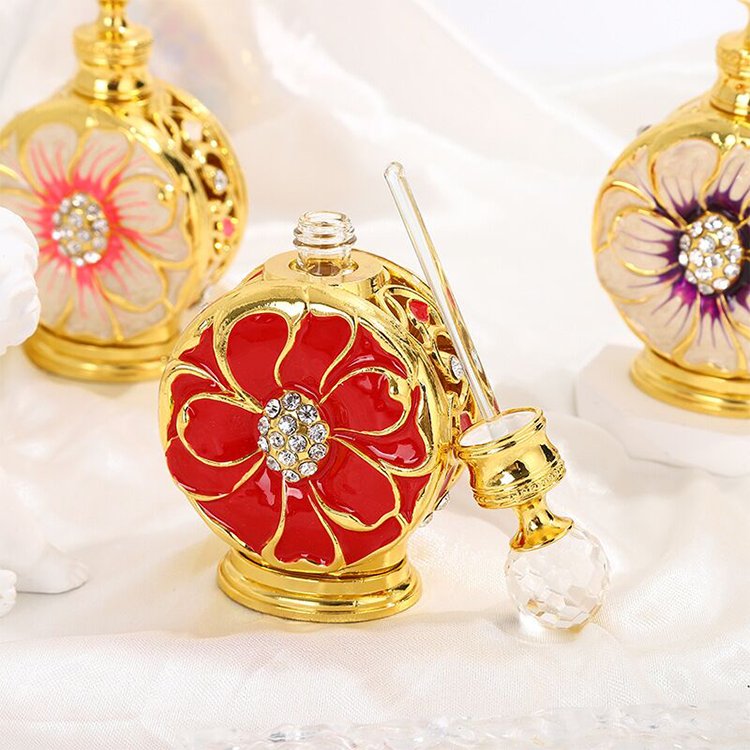 Arabic Dubai perfume bottle for 12 ml perfume oil bottle with gold glass perfume bottle