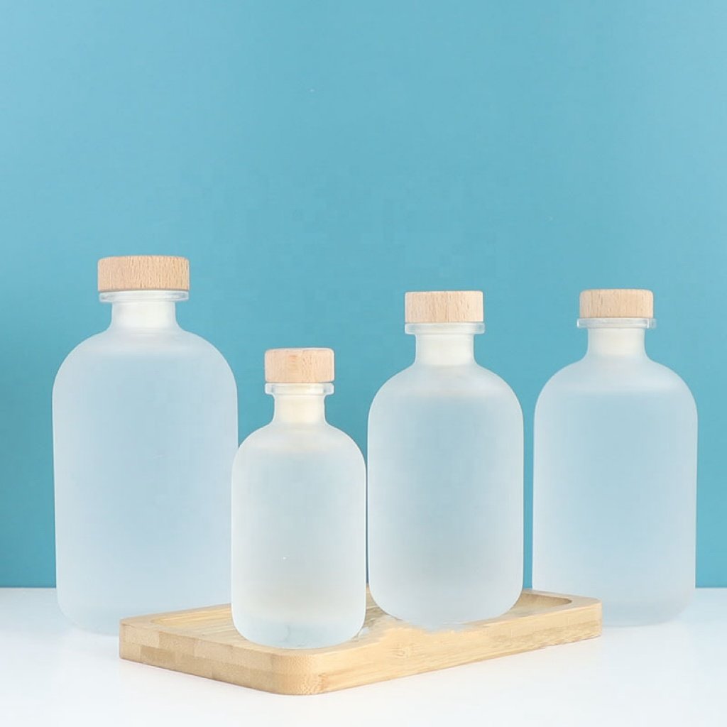 Empty mini 100ml 375ml 500ml juice gin clear frosted glass bottle