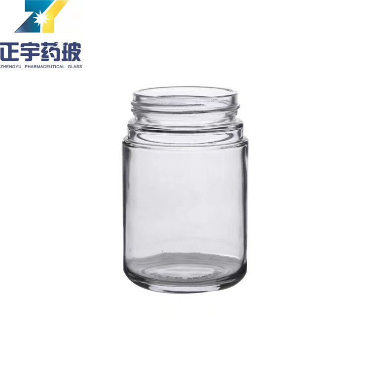 Amber capsule glass medicine pill bottles packaging wide mouth glass bottle with cap for vitamin tablet