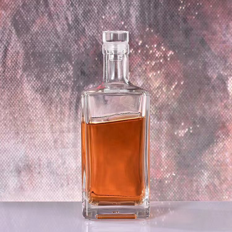 Luxury 500ml square empty wine vodka alcohol whiskey brandy glass bottle with cap