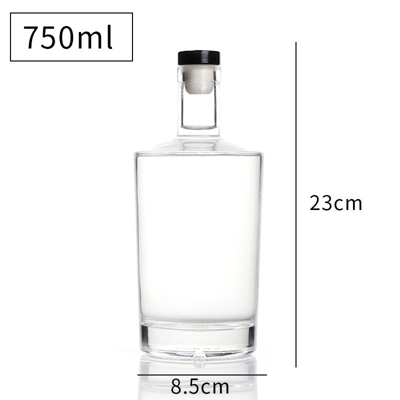 Vodka Wine Spirit Rum Glass Brandy Liquor Bottle Round Vodka Liquor Empty Glass Bottles