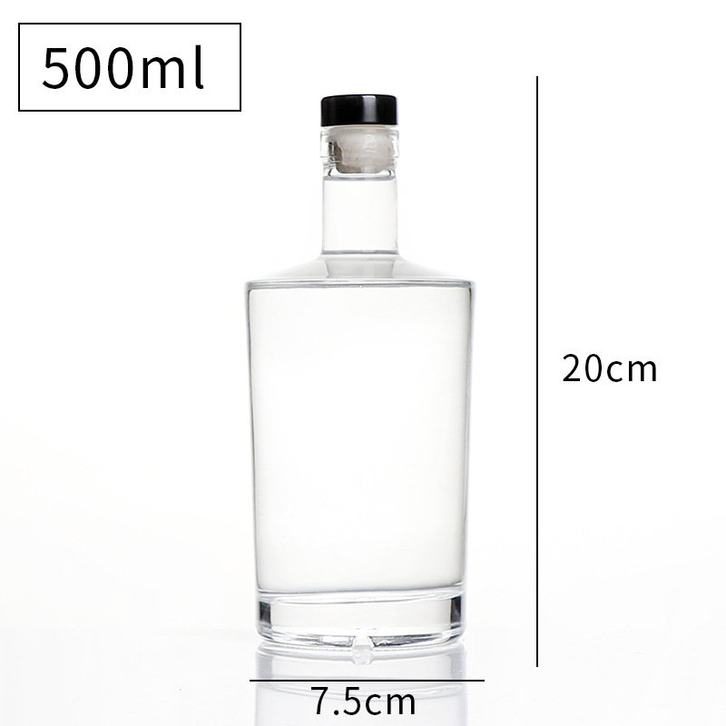 Vodka Wine Spirit Rum Glass Brandy Liquor Bottle Round Vodka Liquor Empty Glass Bottles
