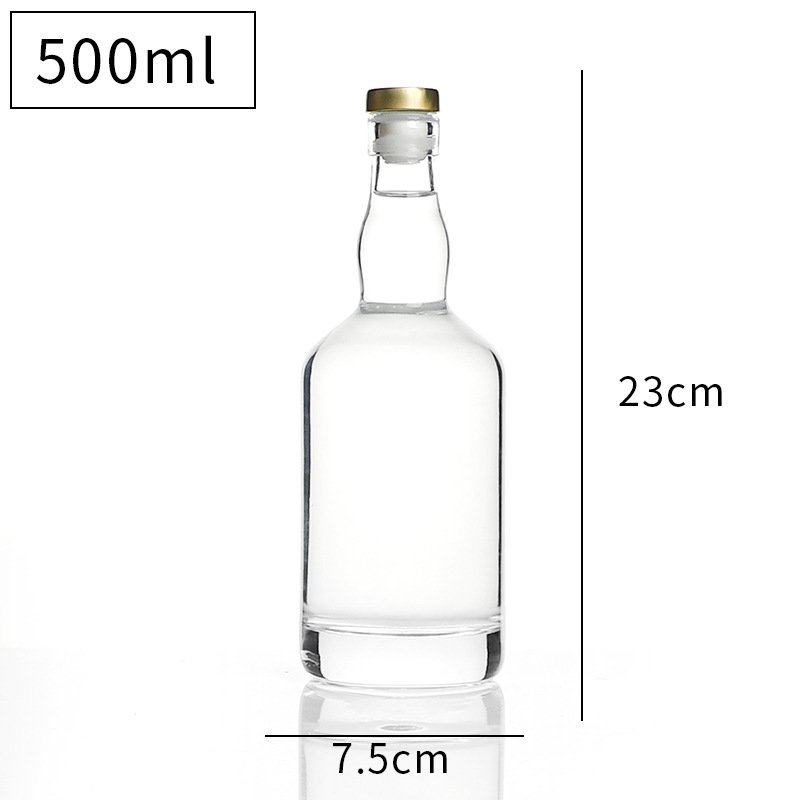 Vodka Wine Spirit Rum Glass Brandy Liquor Bottle Round Vodka Liquor Empty Glass Bottles