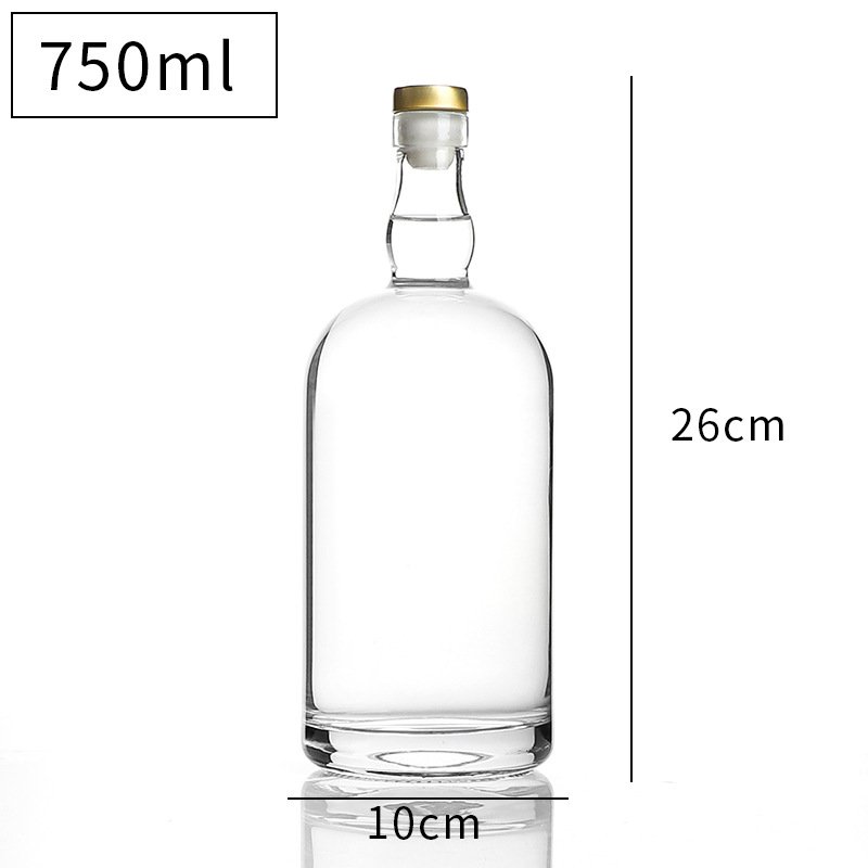 Vodka Wine Spirit Rum Glass Brandy Liquor Bottle Round Vodka Liquor Empty Glass Bottles