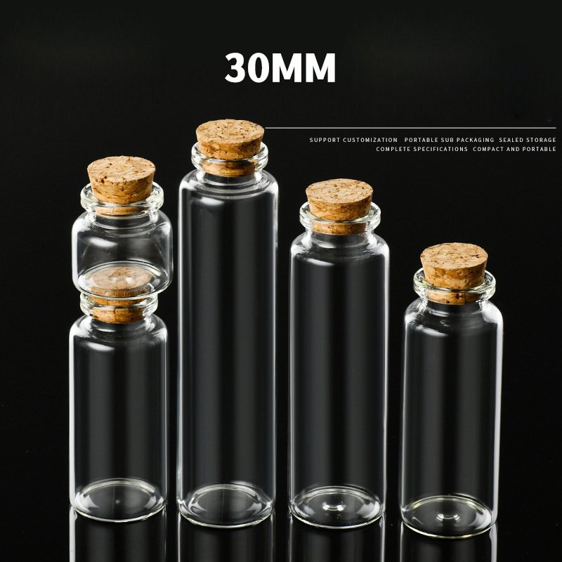 30mm 25ML Mini Small Glass Bottles with Cork Stopper Clear Wishing Bottle Tiny Glass Bottle Jars Hanging Decoration Wedding Vial