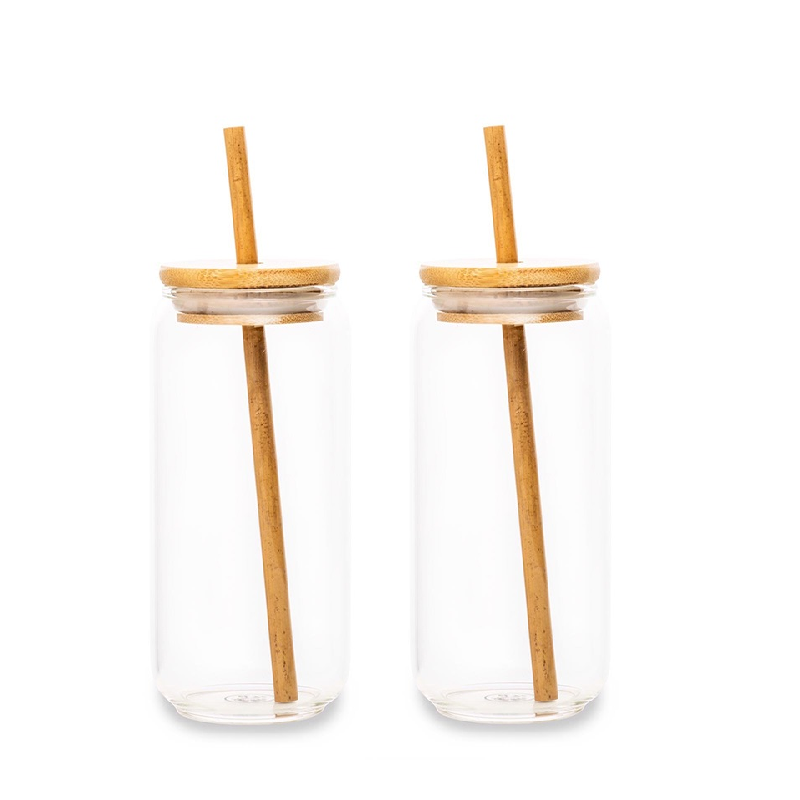 Best Wholesale Clear Coffee Mug Juice Soda Beer Glass Water Can Cup 16oz 20oz Shot Glasses with Bamboo Lid Glass Straw