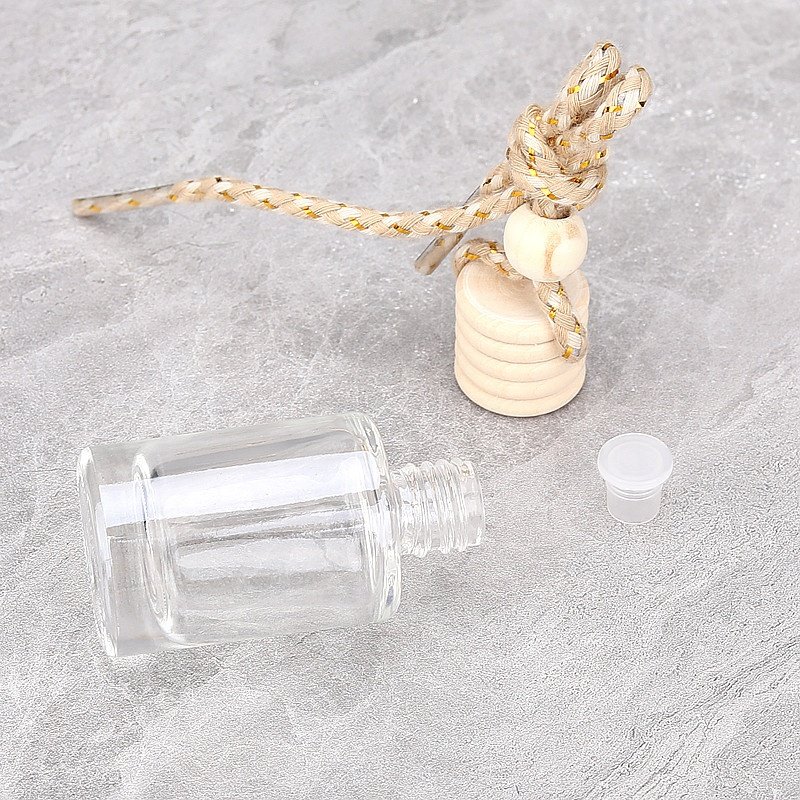Customizable Empty Cylindrical 5ml 8ml 10ml Clear Glass Bottle Car Air Freshener Perfume Bottle Hanging Pendant Car Diffuser