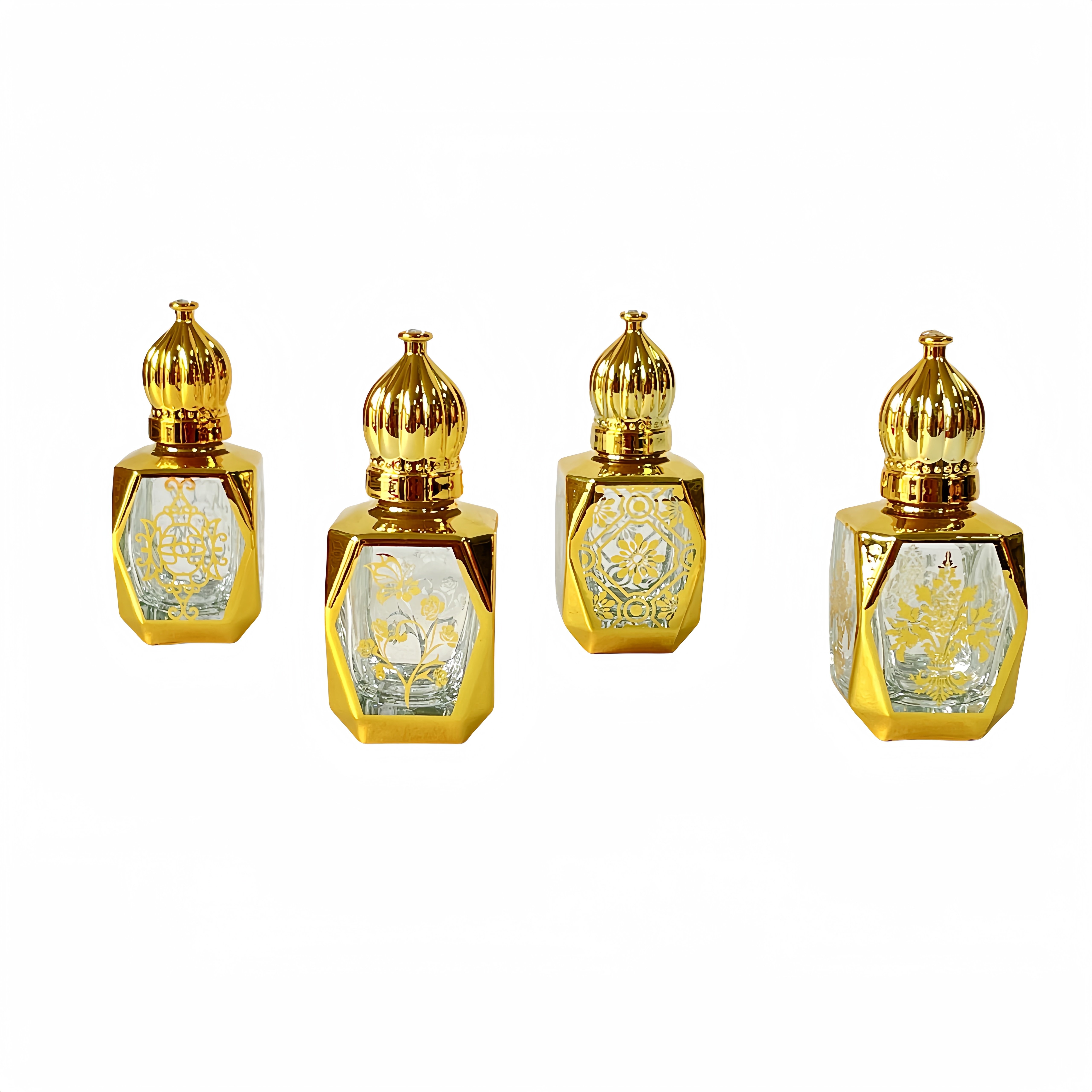 15ml Perfume Glass Bottle Gold Attar Roll On Drip Stick Glass Essential Oil Bottle