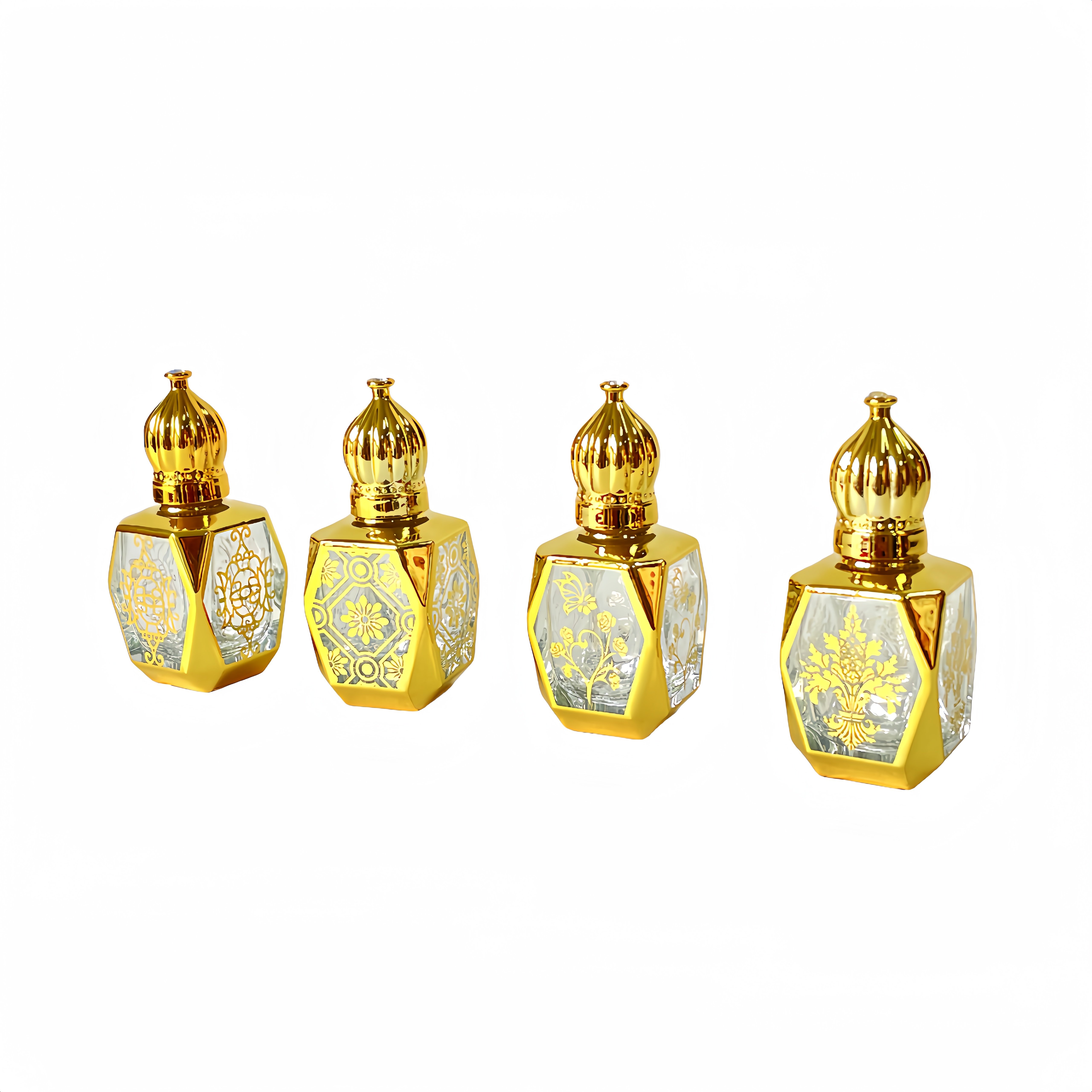 15ml Perfume Glass Bottle Gold Attar Roll On Drip Stick Glass Essential Oil Bottle